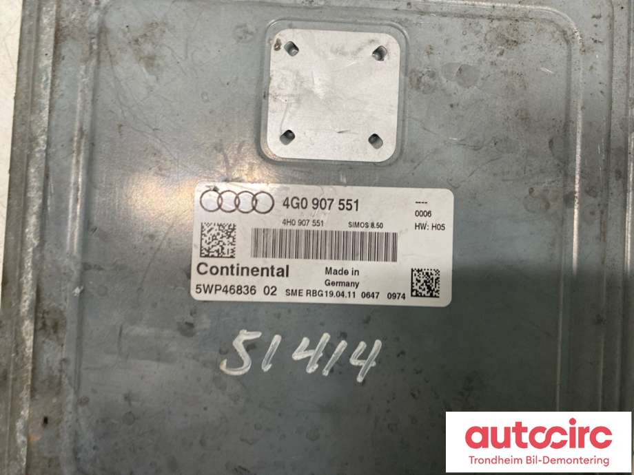 Styreenhet motor til Audi A7 2010-2014 (Type I, Fase 1) (CONTINENTAL|4G0907551F|4G0907551|)