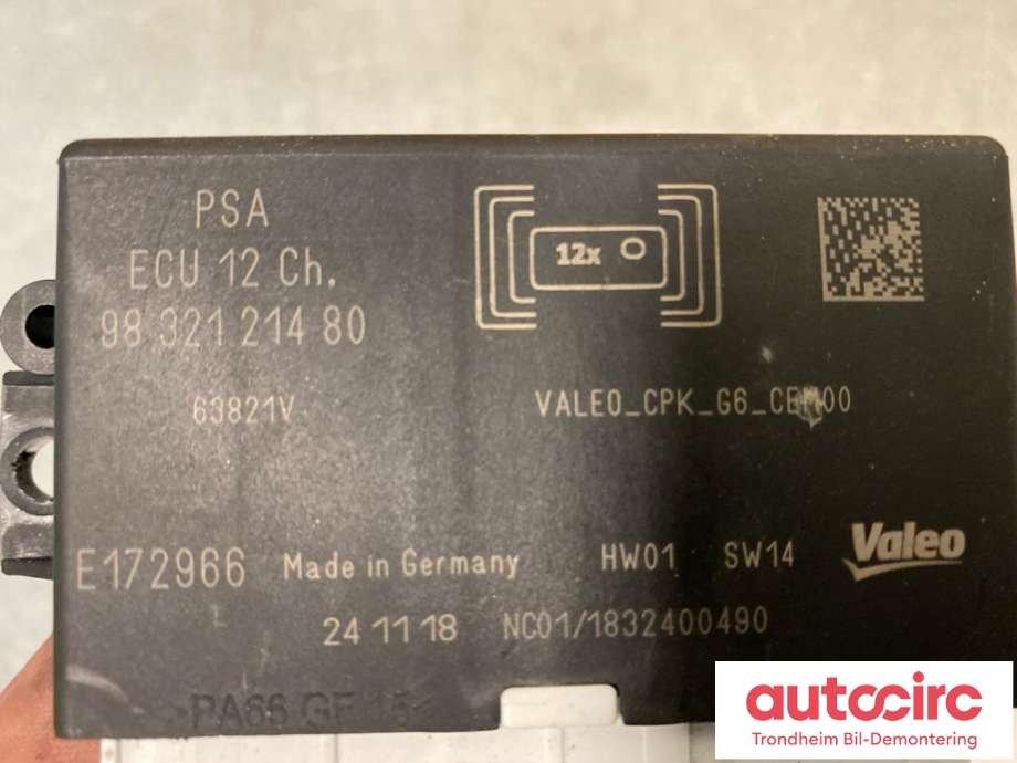 Styreenhet parkering til Opel Combo E 2019-->>  (VALEO|9832121480|E172966|)