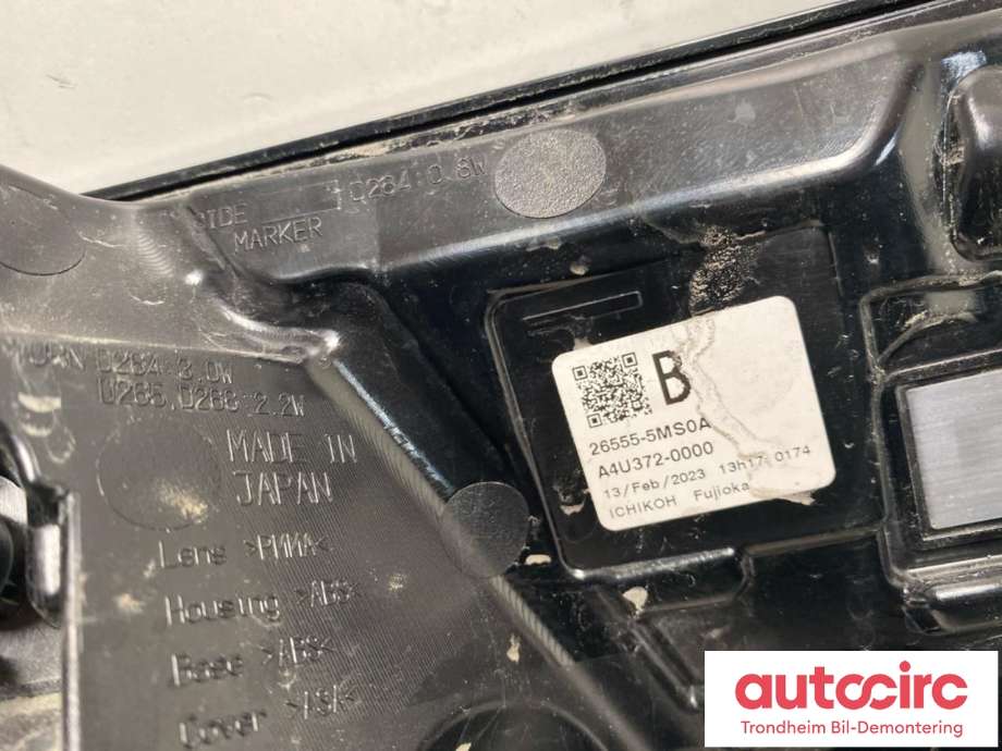 Baklykt venstre ytre til Nissan Ariya 2022-->>  (LES INFO|26555-5MS0A|265555MS0A|)