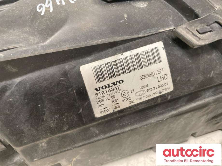Frontlykt venstre xenon til Volvo V70 2007-2013 (Type III, Fase 1)  (ZKW|31214415|31214347|633.31.000.01)