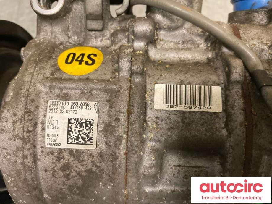 Aircondition kompressor til Audi A4 2007-2014 (Type IV) (B8) (B8) (DENSO|8T0260805G|8T0260805Q|8T0 260 805 Q| 8T0 260 805 G| 447150-4291)