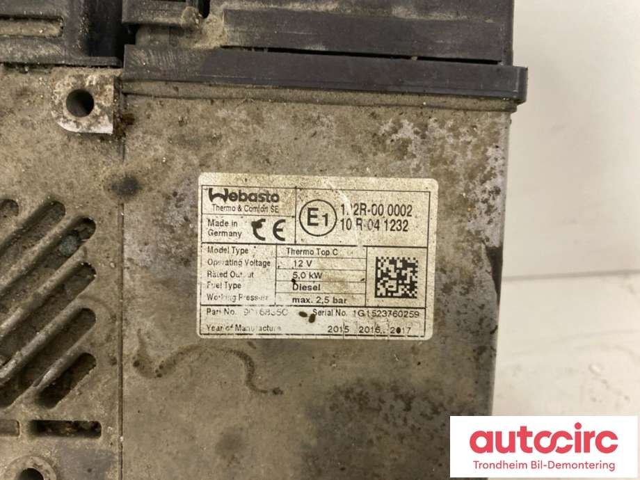 Dieselvarmer til Peugeot Expert 2007-2016 (Type II)  (WEBASTO|6462Y8|)