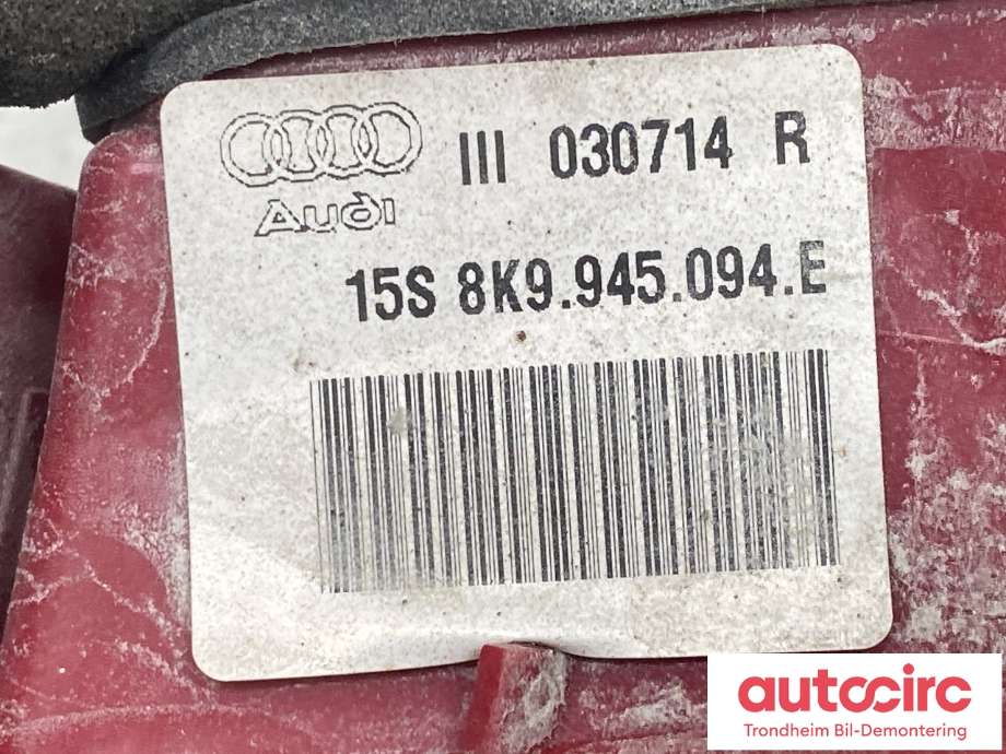 Baklykt høyre indre til Audi A4 2007-2014 (Type IV) (B8) (B8) (8K9945094E|)