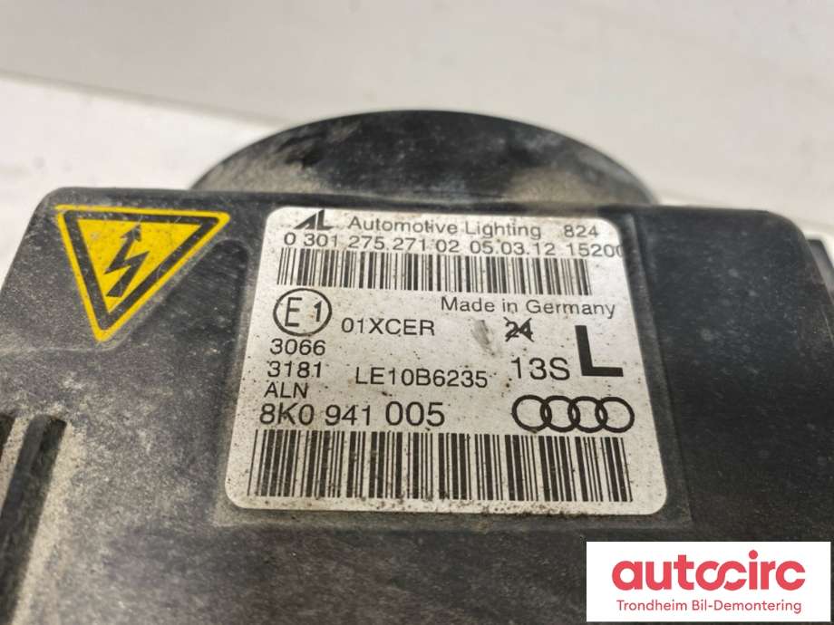 Frontlykt venstre xenon til Audi A4 2007-2014 (Type IV) (B8) (B8) (8K0941043|8K0941043F|)