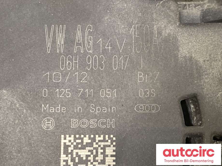 Dynamo til Audi A4 2007-2014 (Type IV) (B8) (B8) (BOSCH|06H903017T|06H903018H|06H903018J| 06H903018P| 06H903017TX| 06H903018HX| 06H903018JX| 06H903018PX)