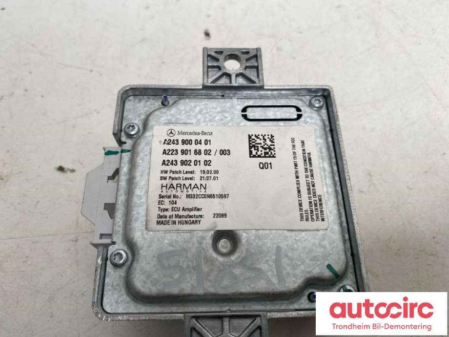 Styreenhet diverse til Mercedes EQB 2022-->>  (HARMAN AUTOMOTIVE|A2439000401|A 243 900 04 01|)