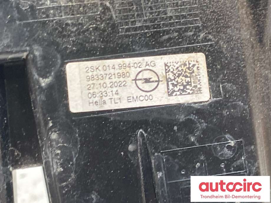Baklykt høyre ytre til Opel Mokka E 2020-->> (Type II)  (98 337 219 80|)