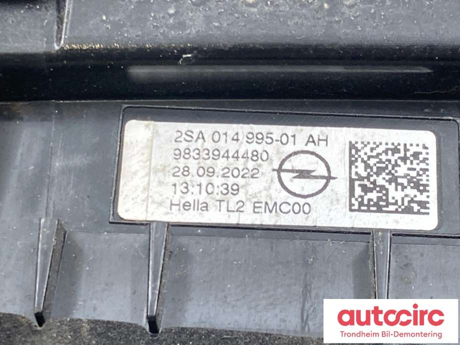 Baklykt venstre indre til Opel Mokka E 2020-->> (Type II)  (98 339 444 80|)