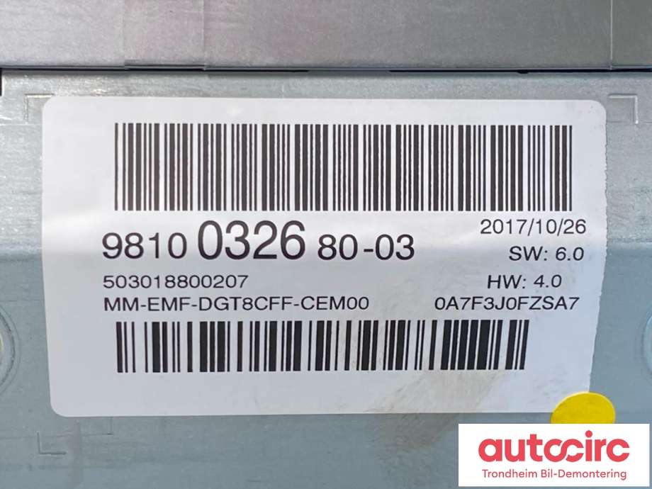 Bilstereo navigasjon skjerm til Peugeot 5008 2017-->> (Type II) (..|9810032680|)