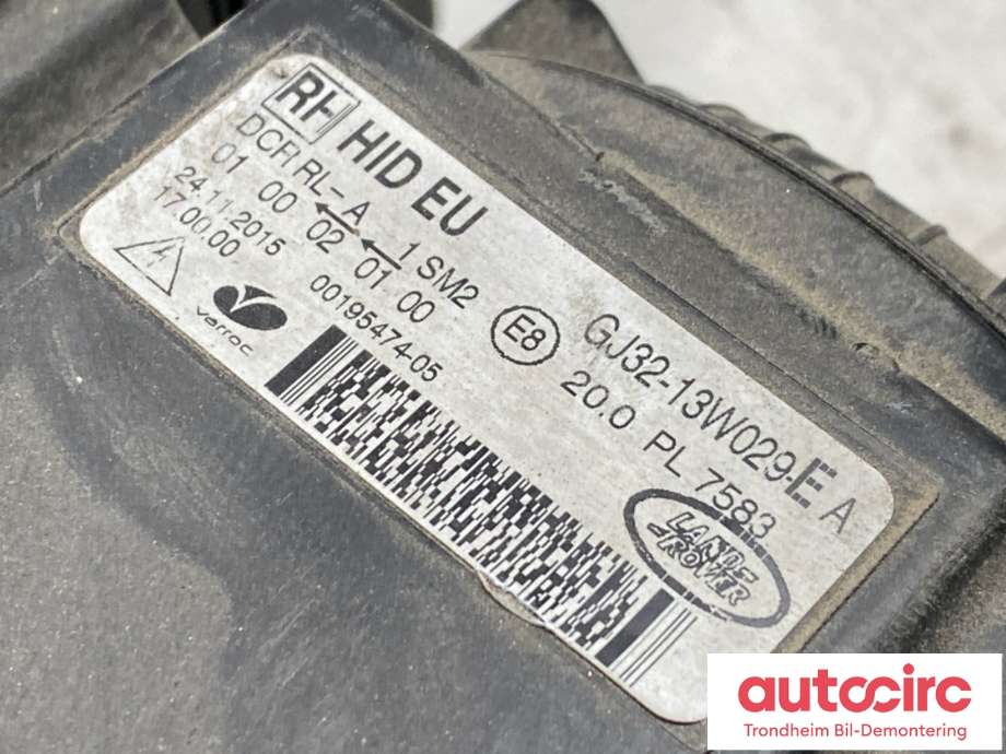 Frontlykt høyre xenon til Land Rover Range Rover, Evoque 2011-2019 (Type I) (VARROC|LR072619|LR084570|GJ3213W029EA| GJ3213W029EE)