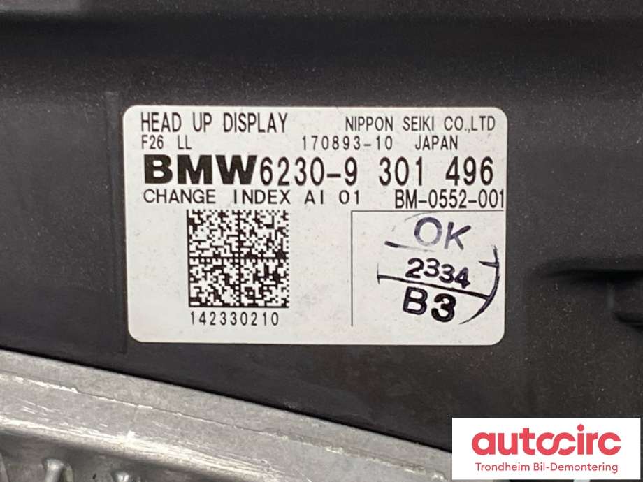 Instrument head-up display (HUD) til BMW X4 2014-2018 (F26) (F26) (..|62306815505|62309301496|6815505)