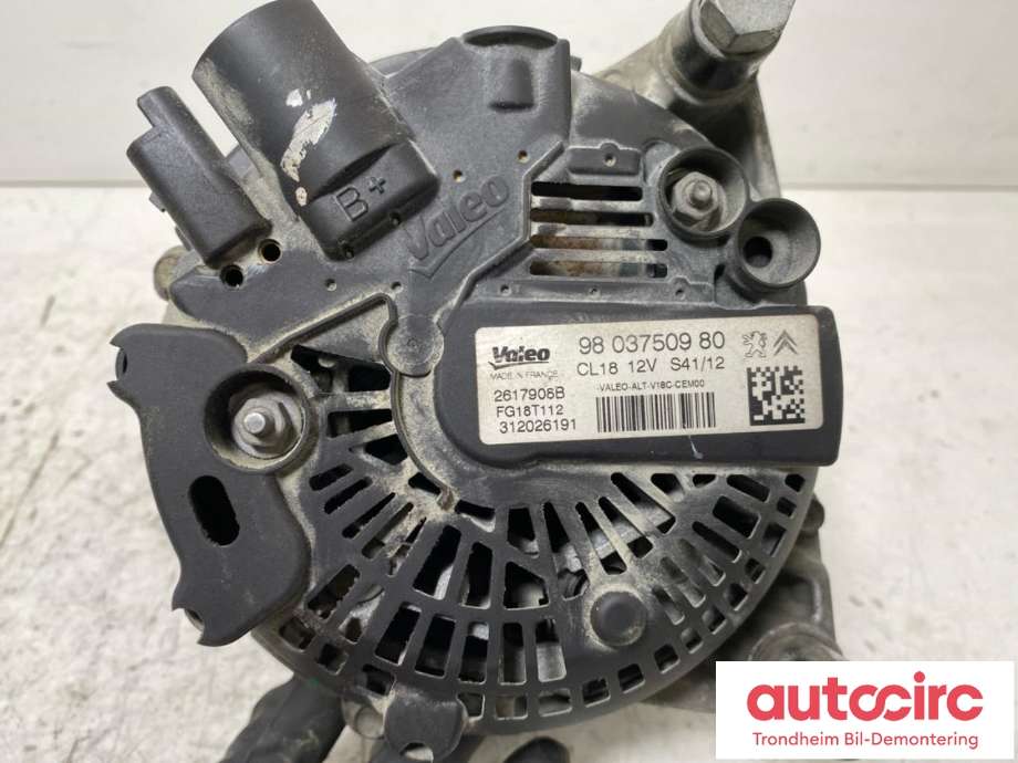 Dynamo diesel til Fiat Scudo 2007-2017 (Type II)  (VALEO|9803750980|9678048880|96 780 488 80| 98 037 509 80| 2617908B| FG18T112)