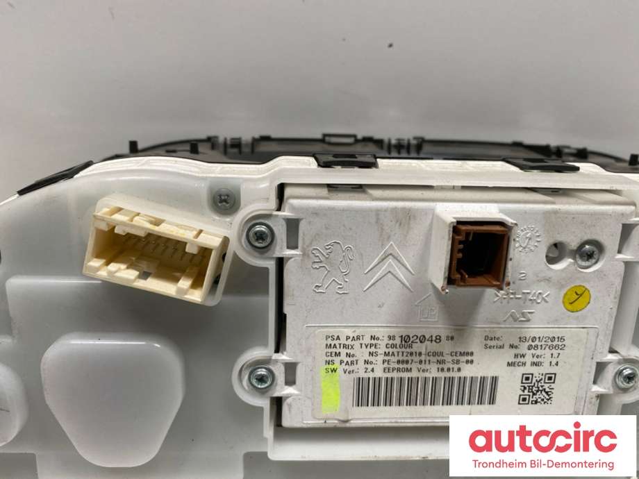 Instrumentpanel til Peugeot 2008 2013-2019 (Type I)  (9805407380|9822703980|981149748000| 9811497480)