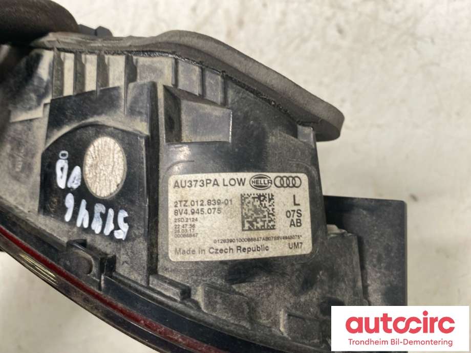 Baklykt venstre indre til Audi A3 2016-2020 (Type III, Fase 2)  (8V4945075|)
