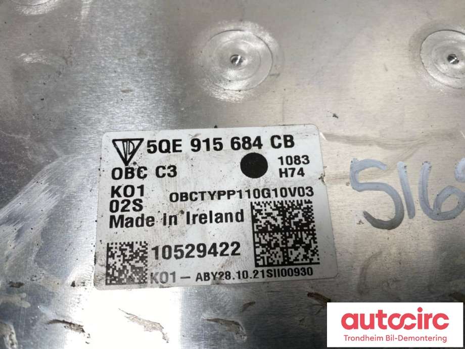 Batterilader (OBC - On Board Charger) til Audi e-tron GT 2021-->> (..|5QE915684CB|5QE 915 684 DA| 5QE 915 684 CB)