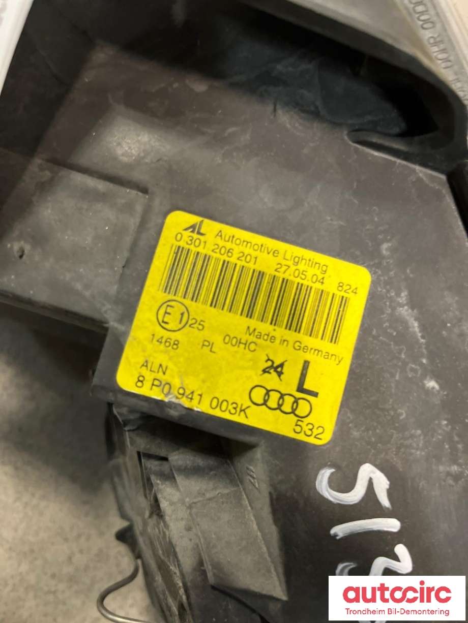 Frontlykt venstre halogen til Audi A3 2003-2008 (Type II, Fase 1)  (AL|8P0 941 003 K|)