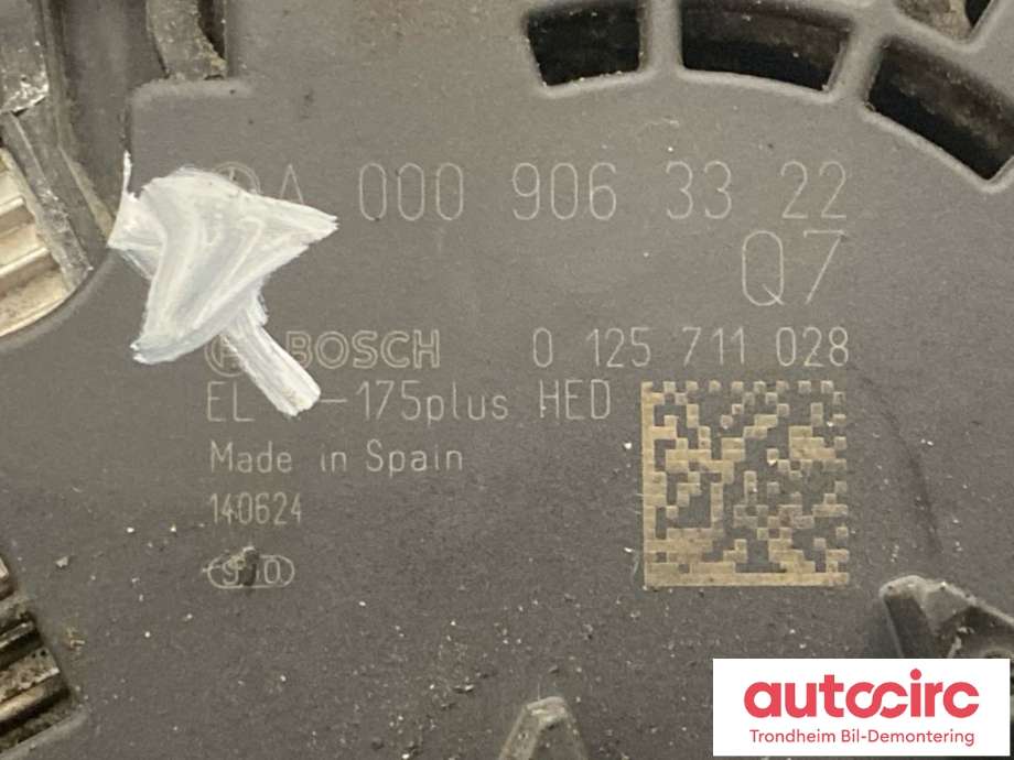 Dynamo diesel til Mercedes GLA 2014-2020 (X156) (X156) (BOSCH|A0009063322|0125711028|)