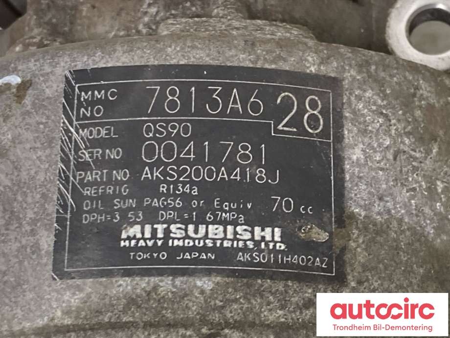 Aircondition kompressor til Mitsubishi Outlander 2012-2015 (Type III, Fase 1)  (7813A628|)