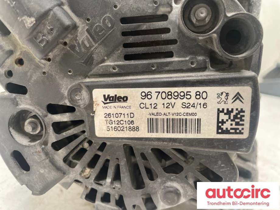 Dynamo til Peugeot 2008 2013-2019 (Type I)  (VALEO|9670899580|9818677980|1608064580| 98 186 779 80| 16 080 645 80| 96 708 995 80)