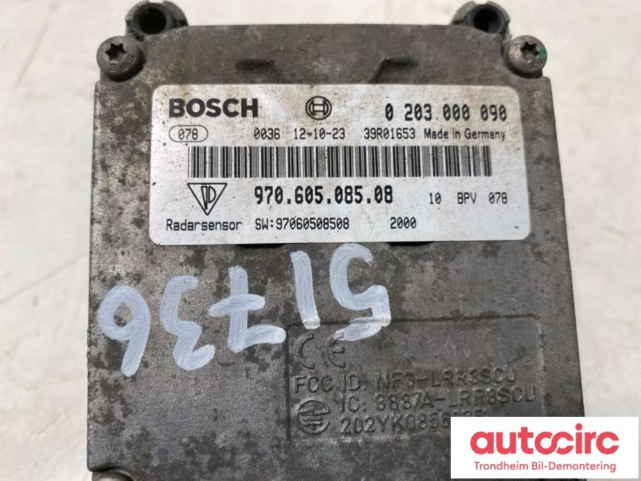 Sensor radar til Porsche Panamera 2009-2017 (Type I) (970) (970) (LES INFO BOSCH|97060508508|97060508510|970 605 085 10| 970 605 085 08| 0203000090)