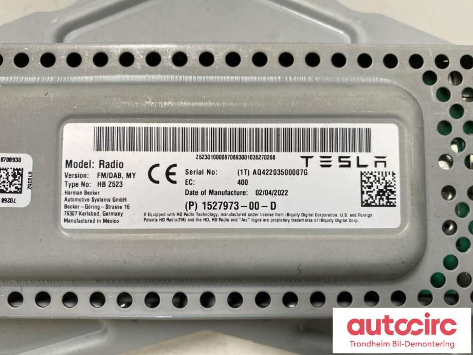 Antenne forsterker til Tesla Model Y 2021-2024 (Type I) (TESLA|1527973-00-D|)
