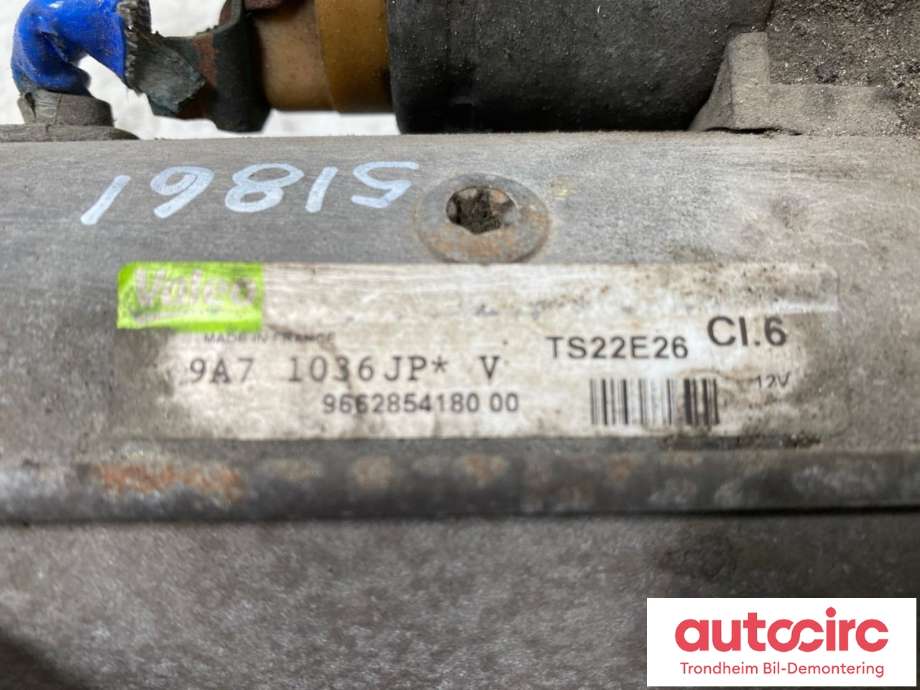 Starter diesel til Peugeot Partner 2002-2008 (Type I, Fase 2)  (VALEO|9662854180|5802AE|1638116880| 5802CE| 1638116880| 5802 AE| 16 381 168 80| 5802 CE| 96 628 541 80)