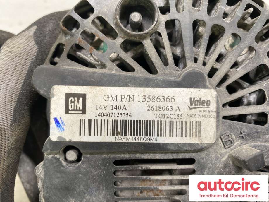 Dynamo diesel til Opel Zafira Tourer 2012-2018  (VALEO|13512745|95524826|)