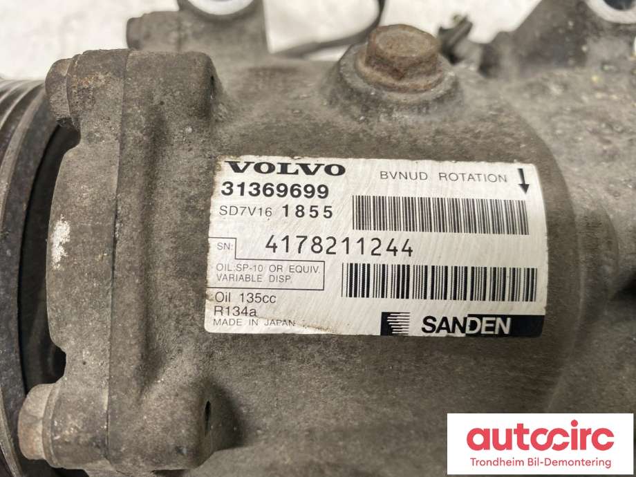 Aircondition kompressor til Volvo V70 2007-2013 (Type III, Fase 1)  (SANDEN|36002867|31369699|4178211244)