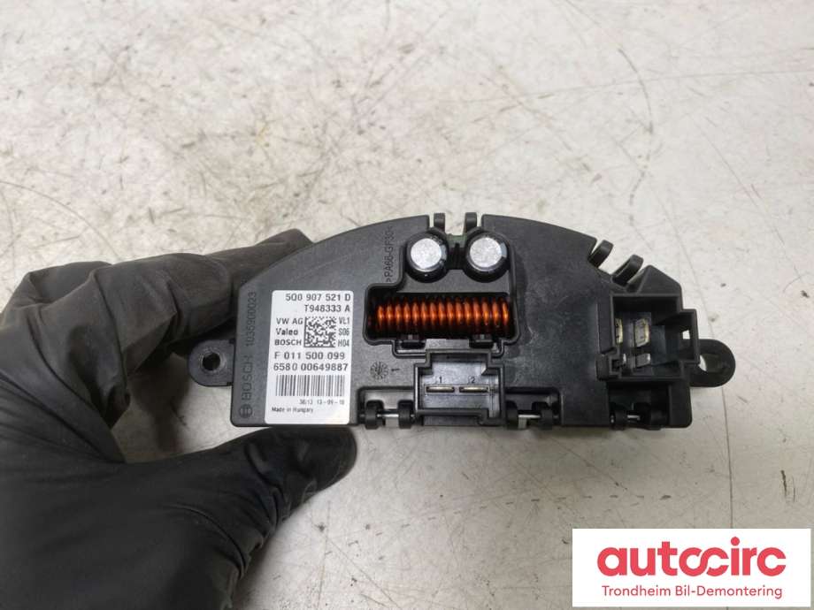 Varmeapparat motstand til Audi A3 2012-2016 (Type III, Fase 1)  (LES INFO|5Q0907521D|5Q0 907 521 A|5Q0 907 521 E)