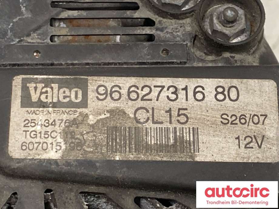 Dynamo diesel til Peugeot 4007 2007-2012  (VALEO|5705JV|5705NF|5702G8| 1648230780)