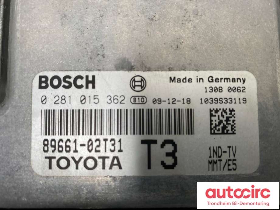 Styreenhet motor til Toyota Auris 2010-2012 (Type I, Fase 2)  (BOSCH|8966102T31|8966002V31|)