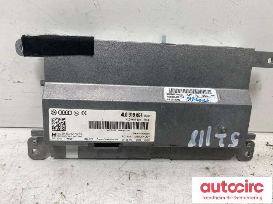 Bilstereo navigasjon skjerm til Audi A6, Allroad 2008-2011 (Type II, Fase 2) (C6) (C6) (HARMAN/BECKER|4L0919604|4L0 919 604|)
