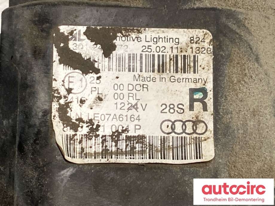 Frontlykt høyre xenon til Audi A4 2007-2014 (Type IV) (B8) (B8) (8K0941030AQ|)