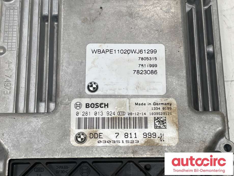 Styreenhet motor til BMW X3 2007-2010 (Fase 2) (E83) (E83) (BOSCH|13618506356|7 811 999| 7 811 999-01|0 281 013 924| 7823086)