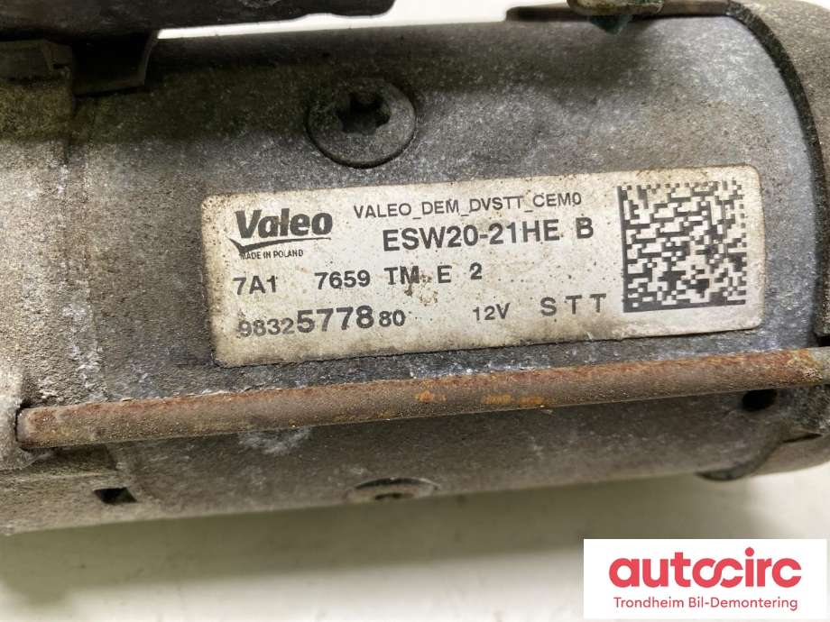 Starter diesel til Citroën Berlingo 2019-->> (Type III)  (VALEO|9832577880|9825233080|1627658880| 98 252 330 80| 16 276 588 80| 98 325 778 80)