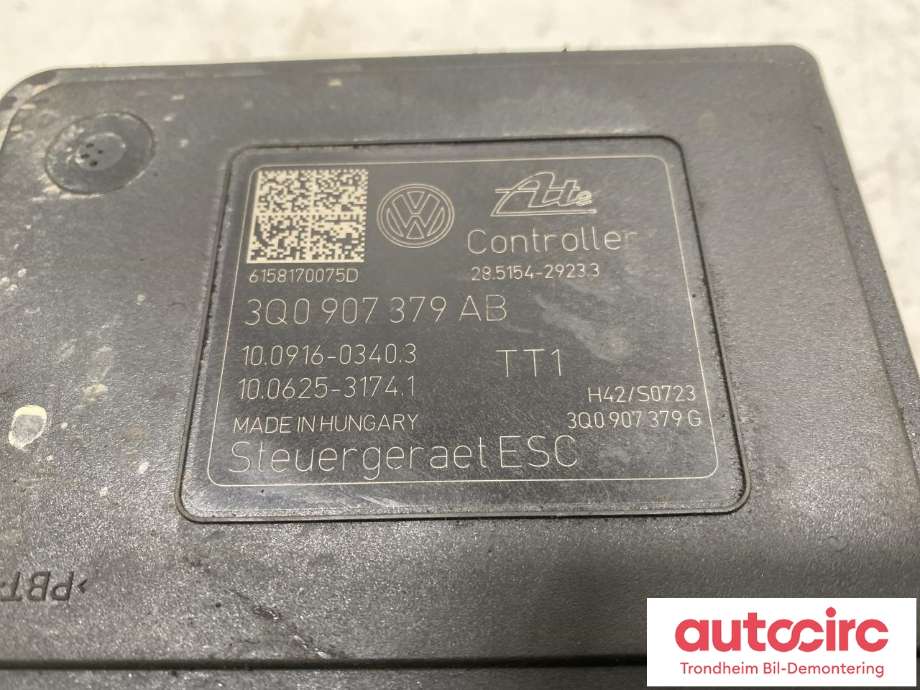 ABS sentral til VW Passat 2015-2019 (Fase 1) (B8) (B8) (ATE|3Q061457AB|3Q0614517AA|3Q0 614 517 AA| 3Q0907379AB| 3Q0 907 379 AB| 3Q0 614 517 AB| 10.0220-0672.4| 10.0916-0340.3)