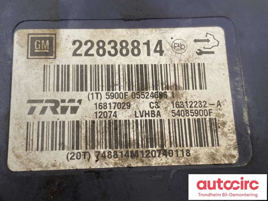 ABS sentral til Opel Insignia A 2009-2014  (TRW|22757652|22838814|)