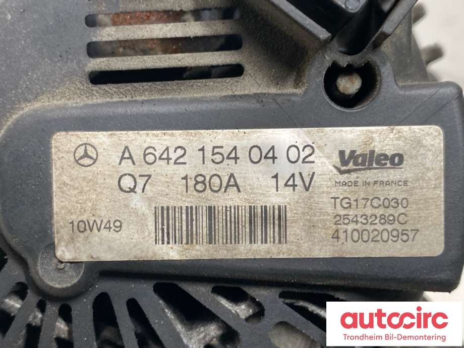 Dynamo diesel til Mercedes CLS 2011-2017 (C218) (C218) (VALEO|A6421540402|14V 180A|)