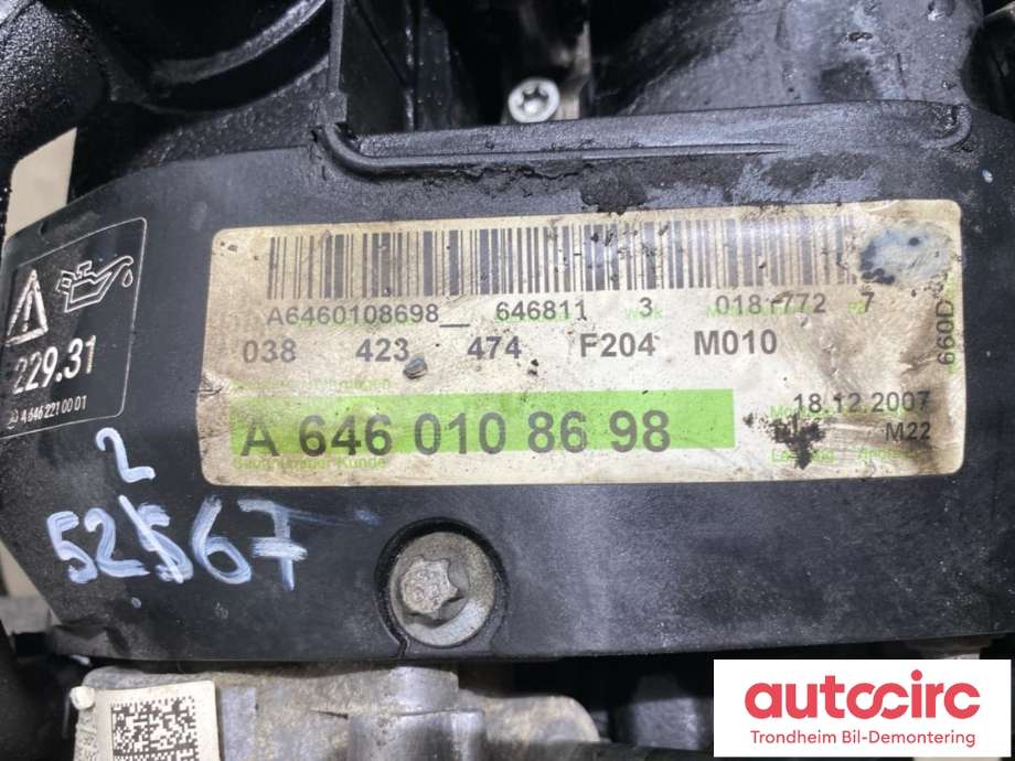 Motor diesel til Mercedes C-Klasse 2007-2011 (Fase 1) (W204) (W204) (OM646.811|A 646 010 86 98|A 646 010 86 98 80|)