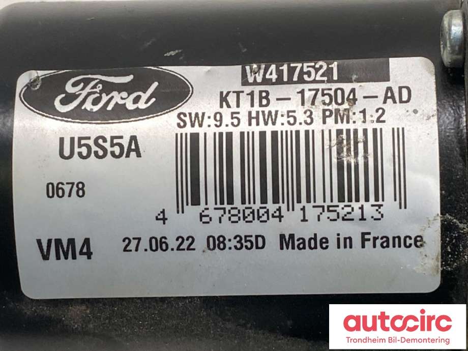 Viskermotor foran venstre til Ford Transit Connect 2018-->> Type II, Fase 2 (..|KT1B-17504-AD|2575343|)