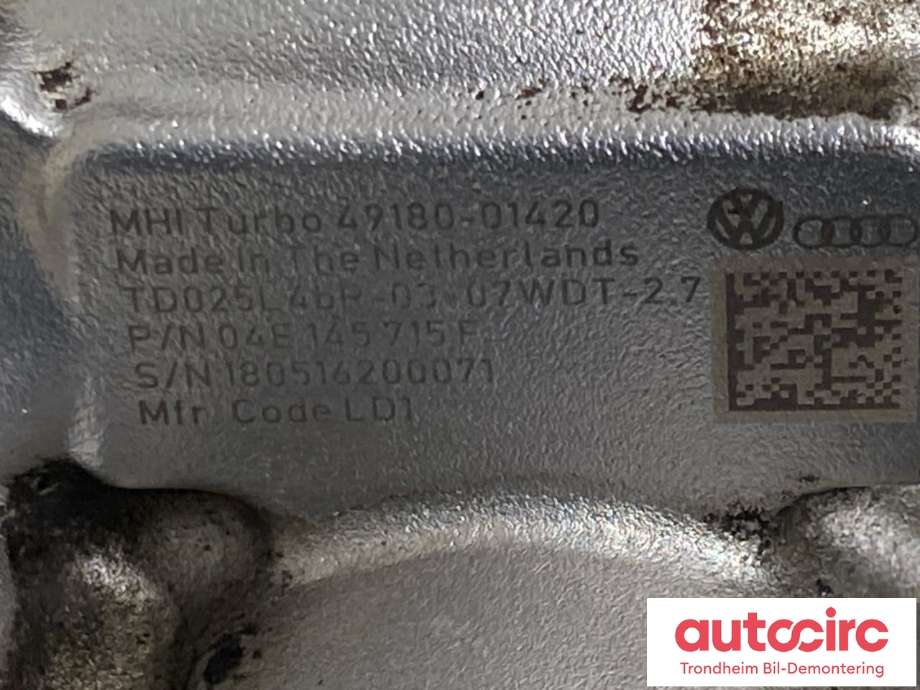 Turbo til Škoda Octavia 2013-2016 (Type III, Fase 1)  (...|04E145721P|04E145873N|04E145715F)