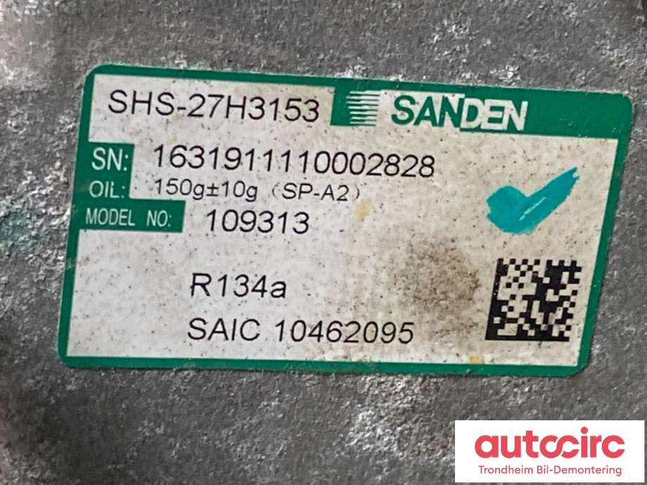 Aircondition kompressor elbil til MG ZS EV 2019-2021 (Type I, Fase 1) (10462095|)