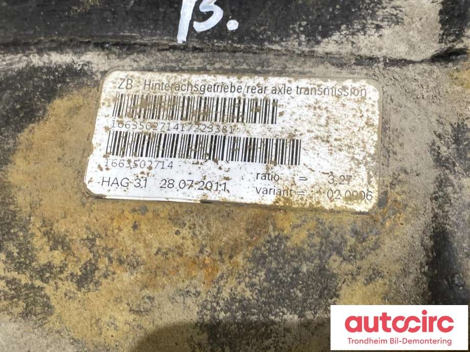 Kardang klokke bak til Mercedes ML 2011-2015 (Fase 1) (W166) (W166) (UTV: 3,27|A1663502714|)