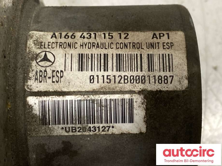ABS sentral til Mercedes ML 2011-2015 (Fase 1) (W166) (W166) (A1664311112|A1664312712| A1664314312| A1664314812|A1664313312| A1664310800)