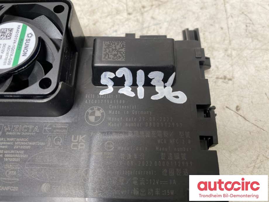 Dashbord trådløs mobillader til BMW iX 2021-->> (I20) (I20) (...|84 10 5 A62 3A9|84105A623A9|5A623A9)