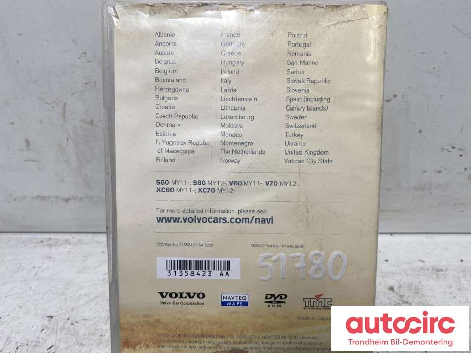 Bilstereo DVD-plate til Volvo XC70 2008-2013 (Type II, Fase 1)  (VOLVO HDD RTI EUROPA|31358423|31358423 AA|31489538)