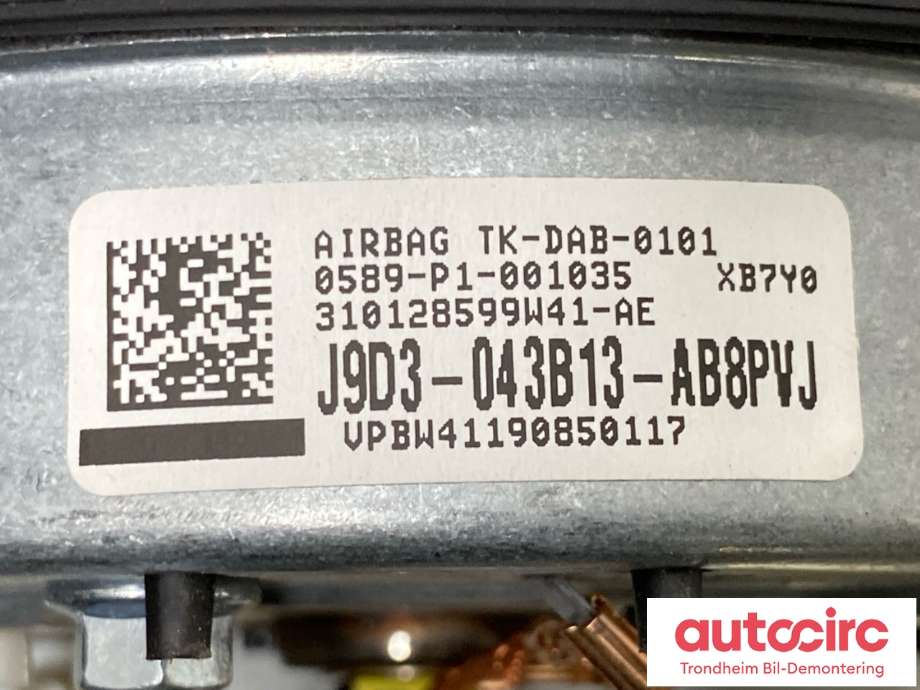 Airbag rattpute til Jaguar I-PACE 2018-->> (T4K1213PVJ|J9C41252PVJ|J9D3-043B13-AD8PVJ)