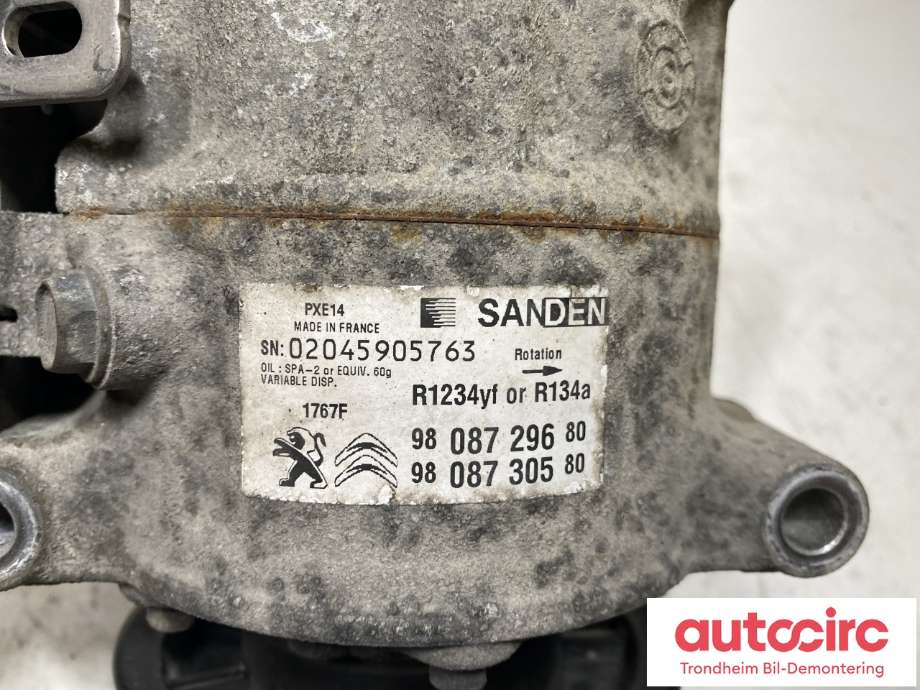 Aircondition kompressor til Peugeot Traveller 2017-->>  (SANDEN|9808729680|9843840180|1614326680| 1680072480)