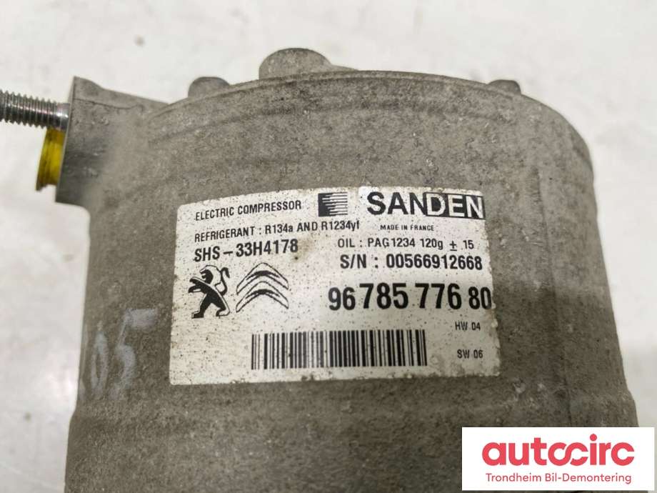 Aircondition kompressor elbil til Peugeot Partner 2015-2019 (Type II, Fase 2)  (SANDEN|9678577680|96 785 776 80|)