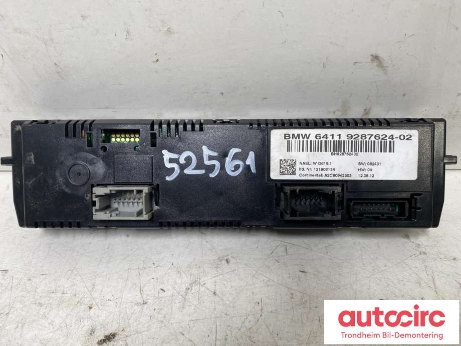 Varmeapparat betjening til BMW X1 2009-2015 (E84) (E84) (BMW|64119287624|6411928762402|64119292262)